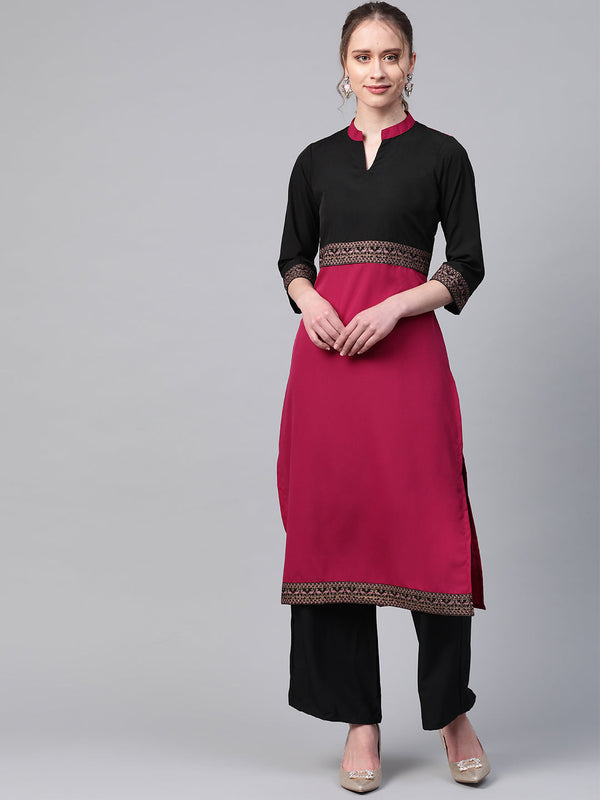 Women's Pink Crepe Kurta - Ziyaa