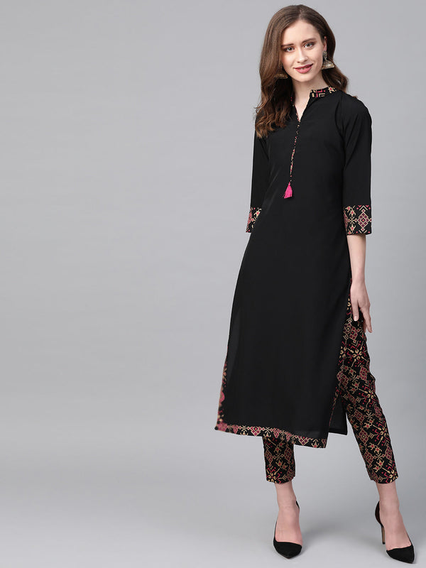 Women's Black Crepe Kurta - Ziyaa