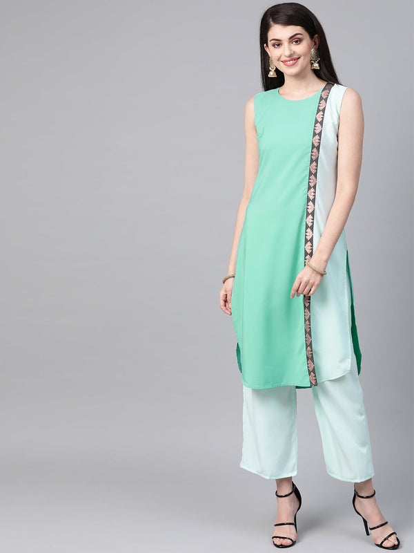 Women's Green Crepe Kurta - Ziyaa