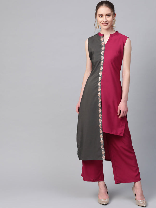 Women's Pink Crepe Kurta - Ziyaa