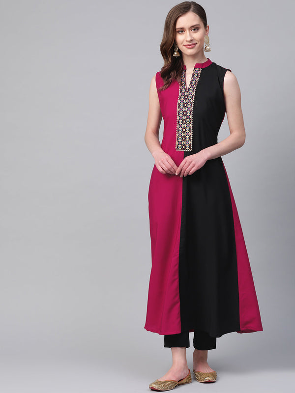 Women's Pink Crepe Kurta - Ziyaa