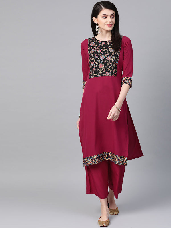 Women's Pink Crepe Kurta - Ziyaa