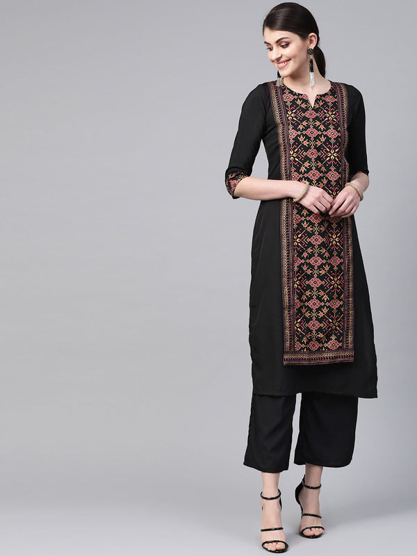 Women's Black Crepe Kurta - Ziyaa