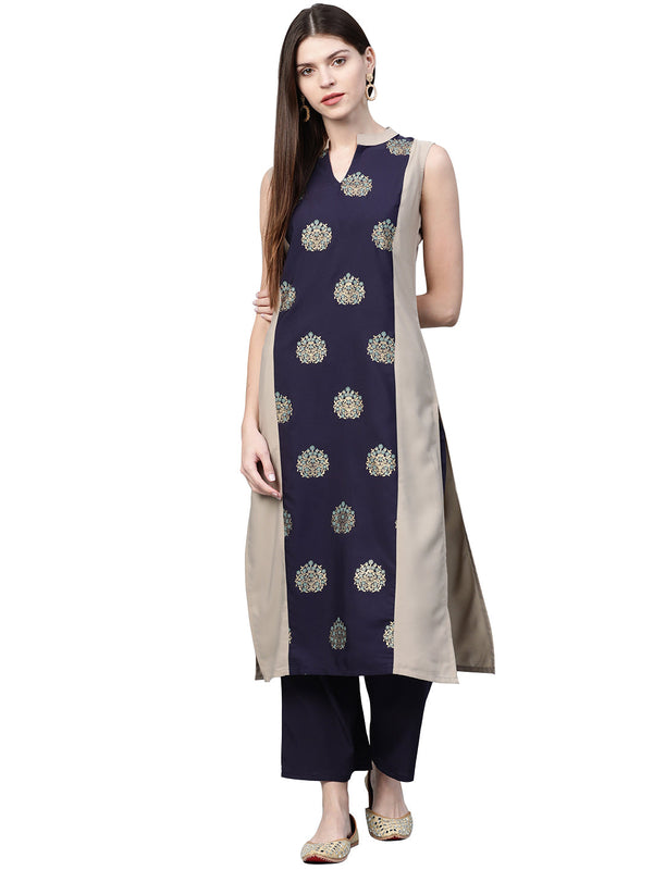 Women's Grey Crepe Kurta - Ziyaa