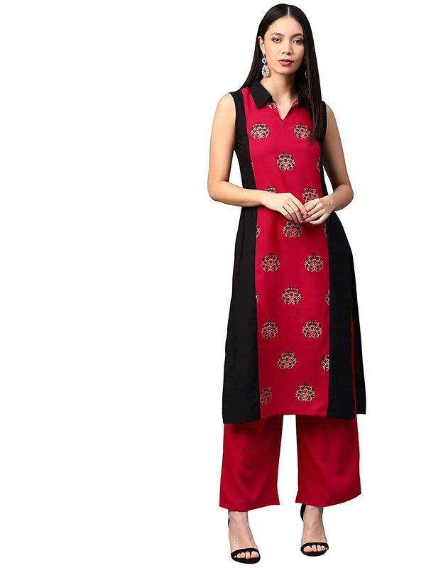 Women's Black Crepe Kurta - Ziyaa