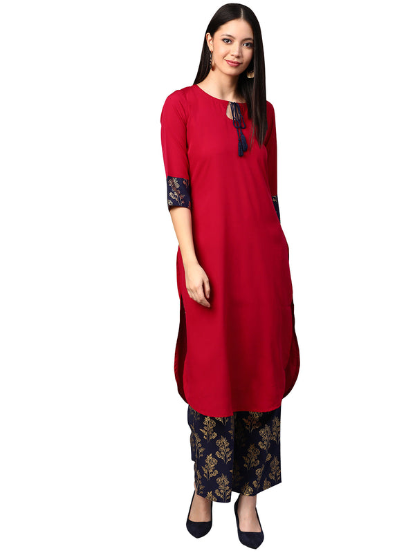 Women's Pink Crepe Kurta - Ziyaa