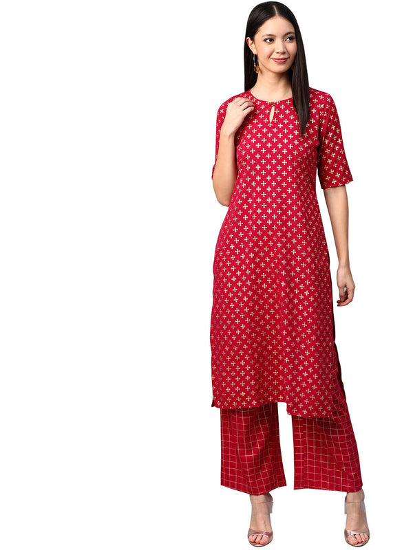 Women's Pink Crepe Kurta - Ziyaa