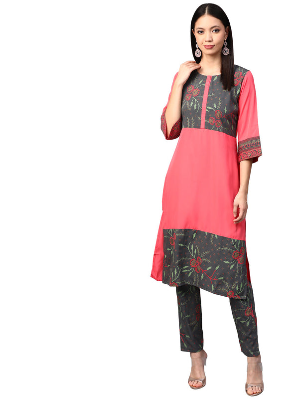 Women's Coral Crepe Kurta - Ziyaa