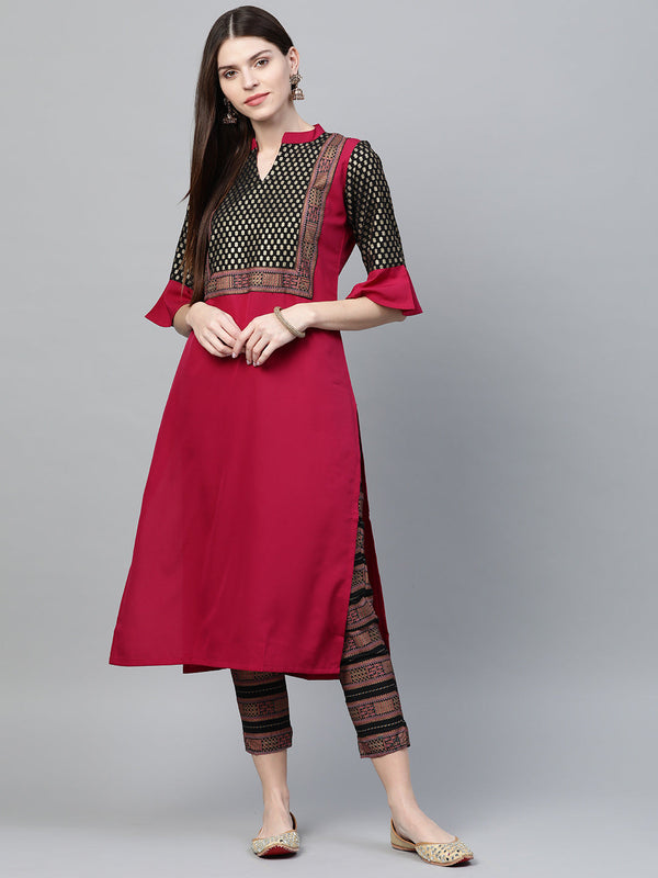 Women's Pink Crepe Kurta by Ziyaa