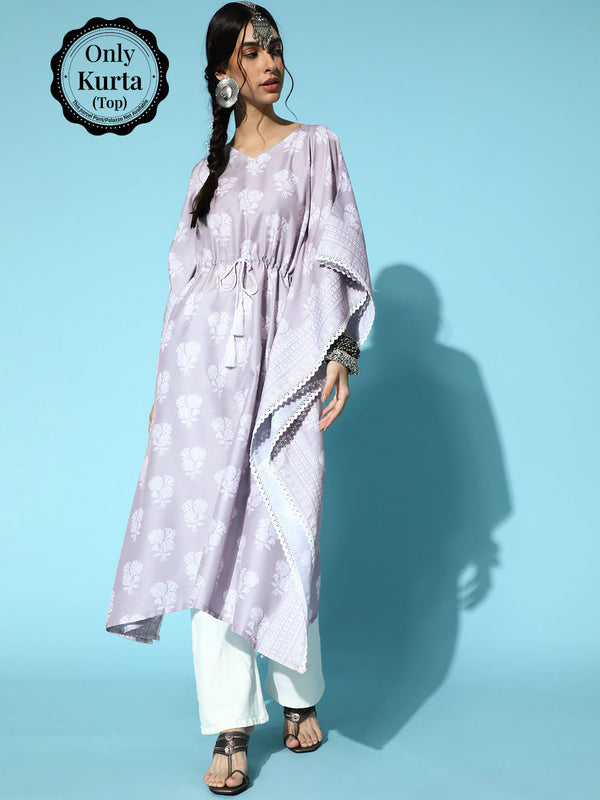 Women Purple Printed Kaftan Kurta by Ziyaa (1 Pc Set)