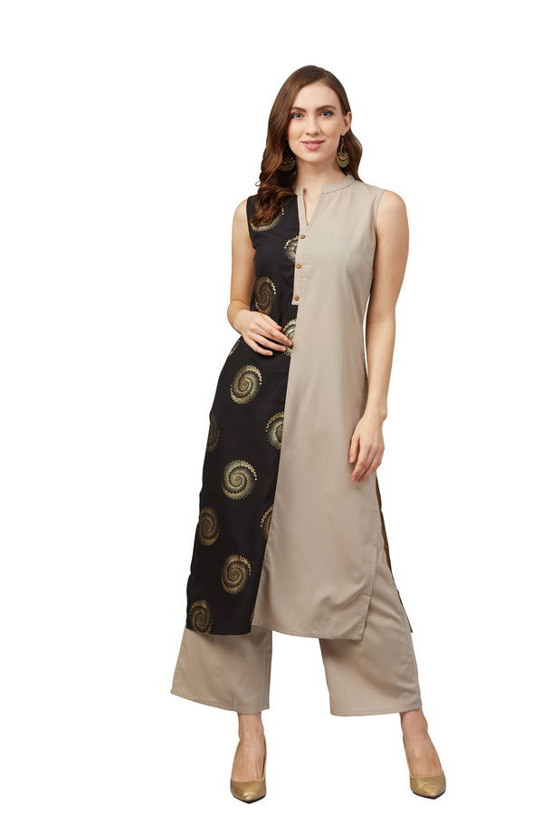 Women's Grey Crepe Kurta - Ziyaa