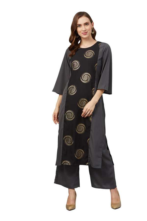 Women's Grey Crepe Kurta - Ziyaa