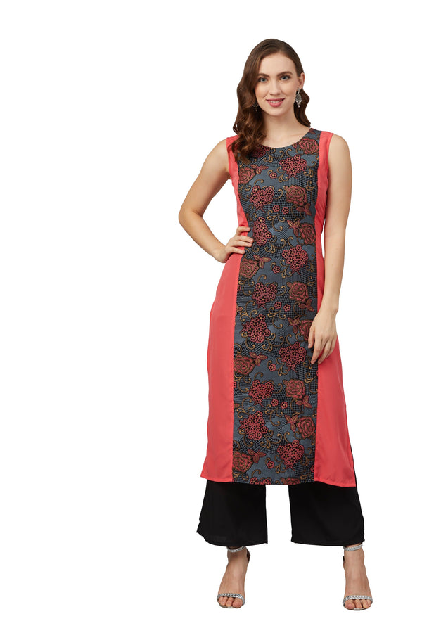 Women's Coral Crepe Kurta - Ziyaa