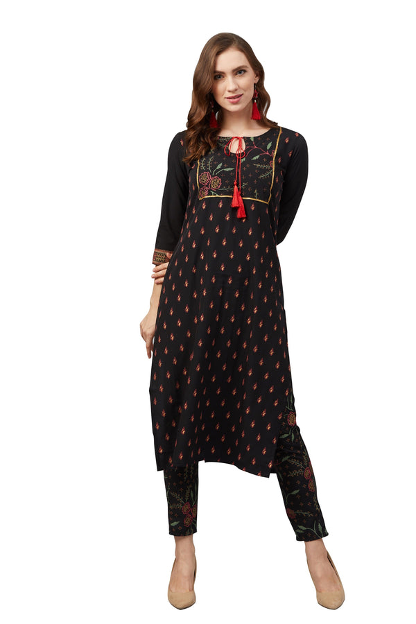 Women's Black Crepe Kurta by Ziyaa (1pc)