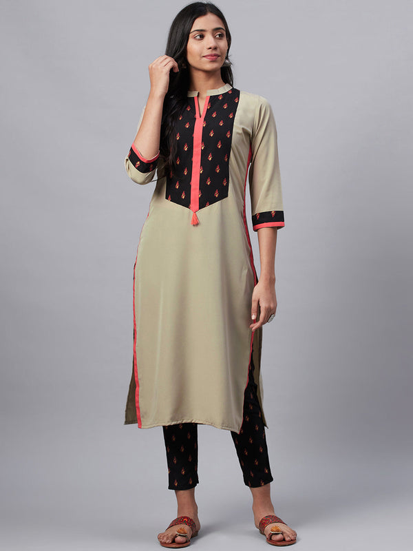 Women's Grey Crepe Kurta - Ziyaa