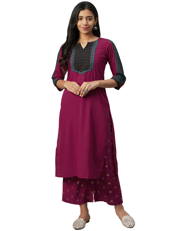 Women's Pink Crepe Kurta - Ziyaa