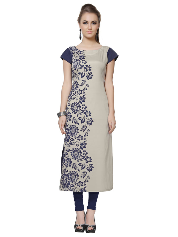 Women's Grey Crepe Kurta - Ziyaa