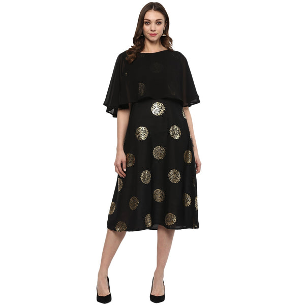 Women's Black Poly Silk Kurta by Ziyaa