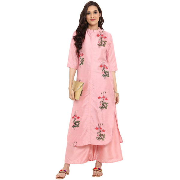 Women Pink Silk Kurta by Ziyaa (1 Pc Set)