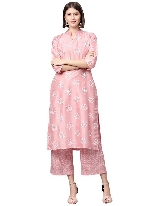 Women Pink Silk Kurta by Ziya (1pc)