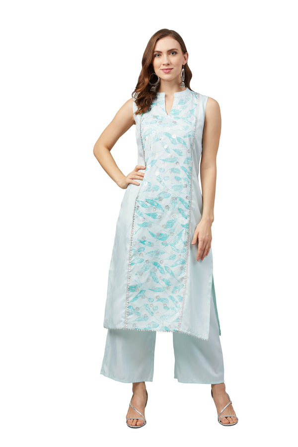 Women's Green Poly Silk Kurta - Ziyaa