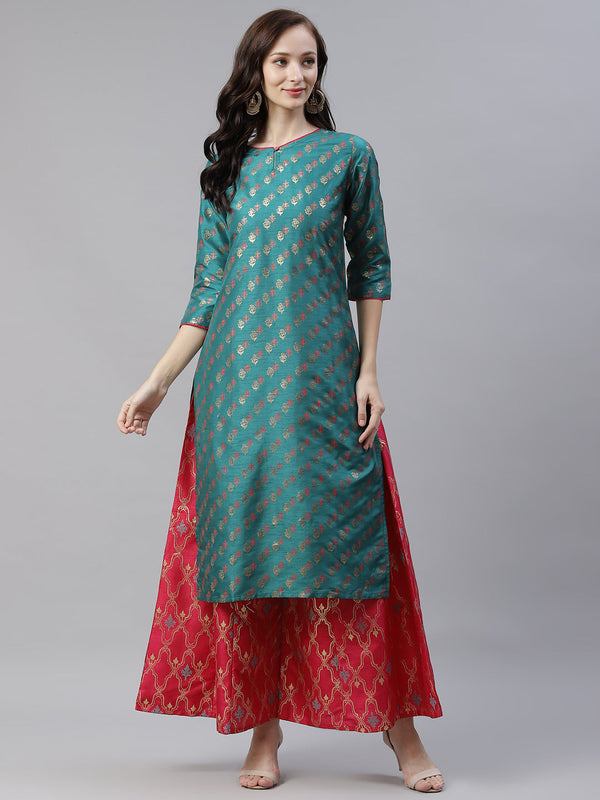 Women Green Silk Kurta by Ziyaa (1 Pc Set)