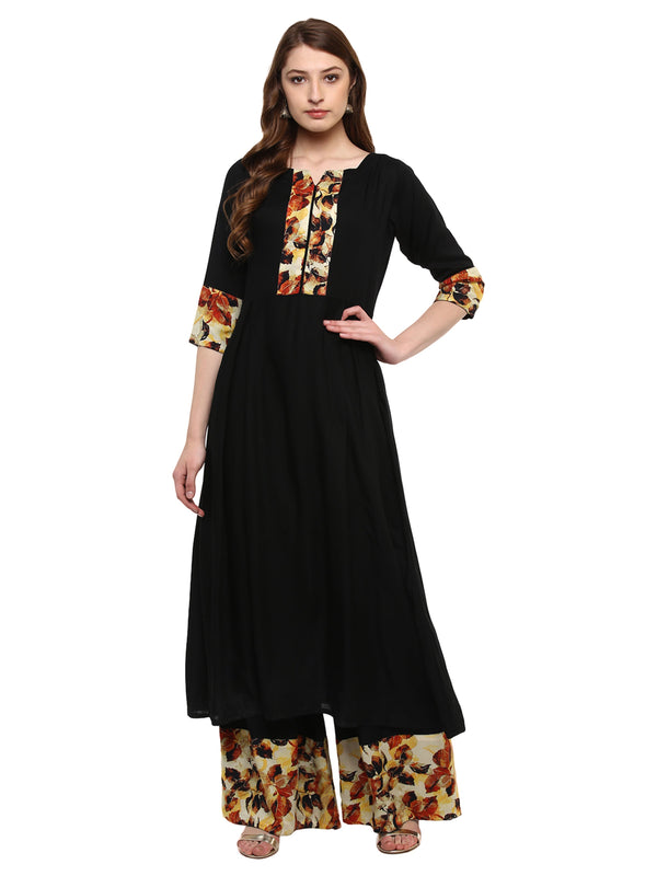 Women's Black Rayon Kurta - Ziyaa