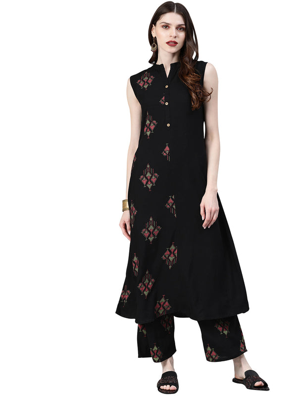 Women's Black Rayon Kurta - Ziyaa