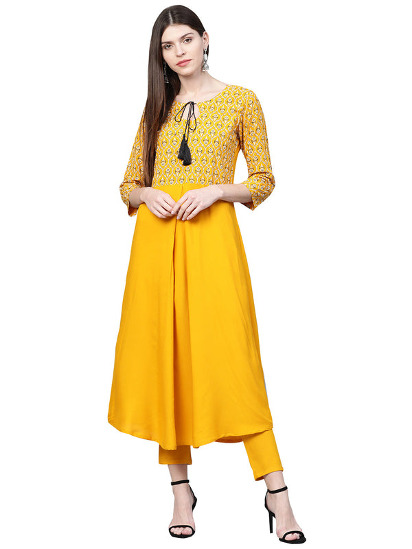 Women's Mustard Rayon Kurta - Ziyaa