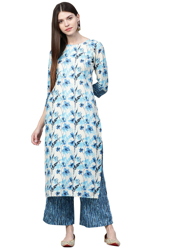 Women's Cream Rayon Kurta - Ziyaa