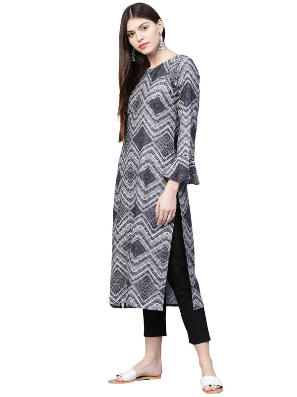 Women's Black Rayon Kurta - Ziyaa