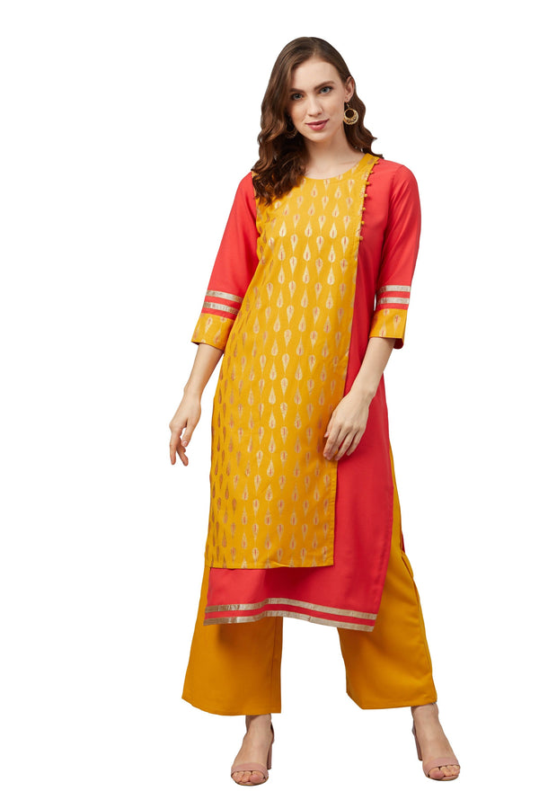 Women's Coral Rayon Kurta - Ziyaa