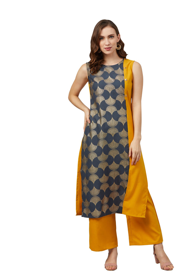 Women's Mustard Rayon Kurta - Ziyaa