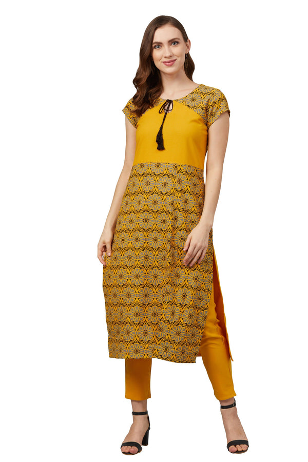 Women's Mustard Rayon Kurta - Ziyaa