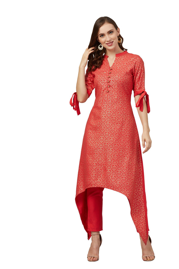 Women's Coral Rayon Kurta - Ziyaa