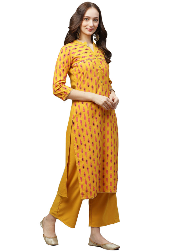 Women's Mustard Rayon Kurta - Ziyaa