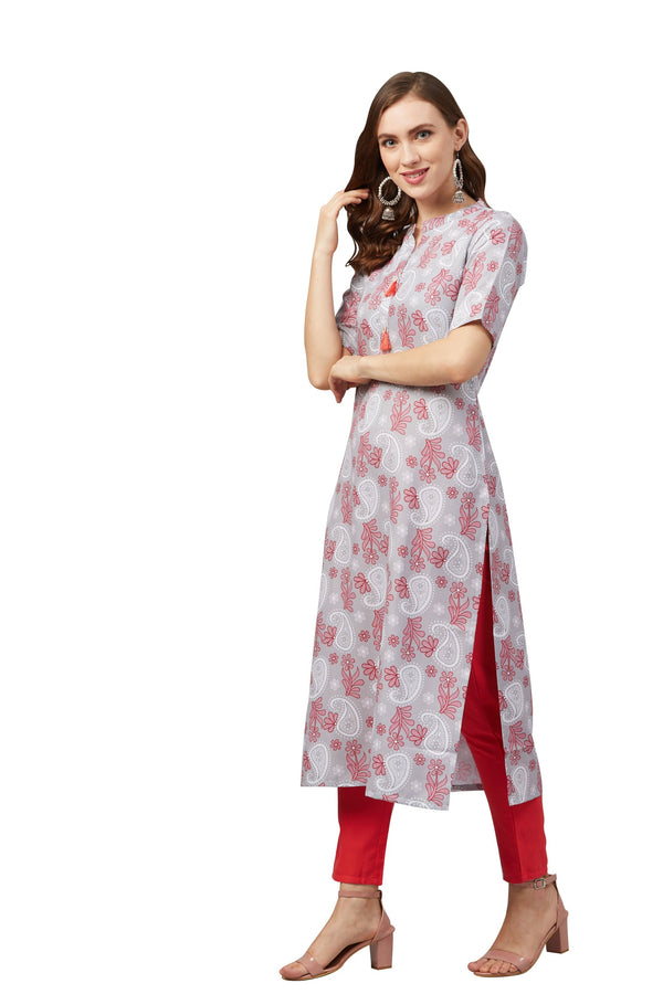 Women's Peach Rayon Kurta - Ziyaa