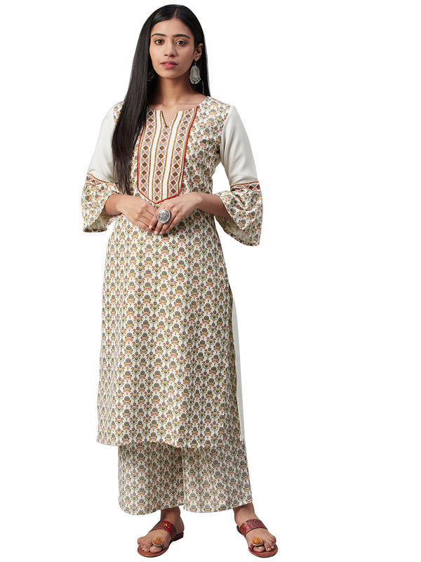 Women's Off White Rayon Kurta - Ziyaa