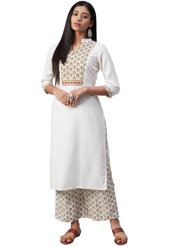 Women's Off White Rayon Kurta - Ziyaa