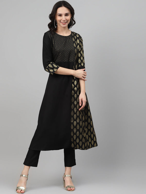 Women's Black Rayon Kurta - Ziyaa