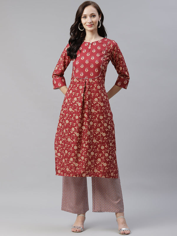 Women Maroon Red Rayon Kurta by Ziyaa (1 Pc Set)