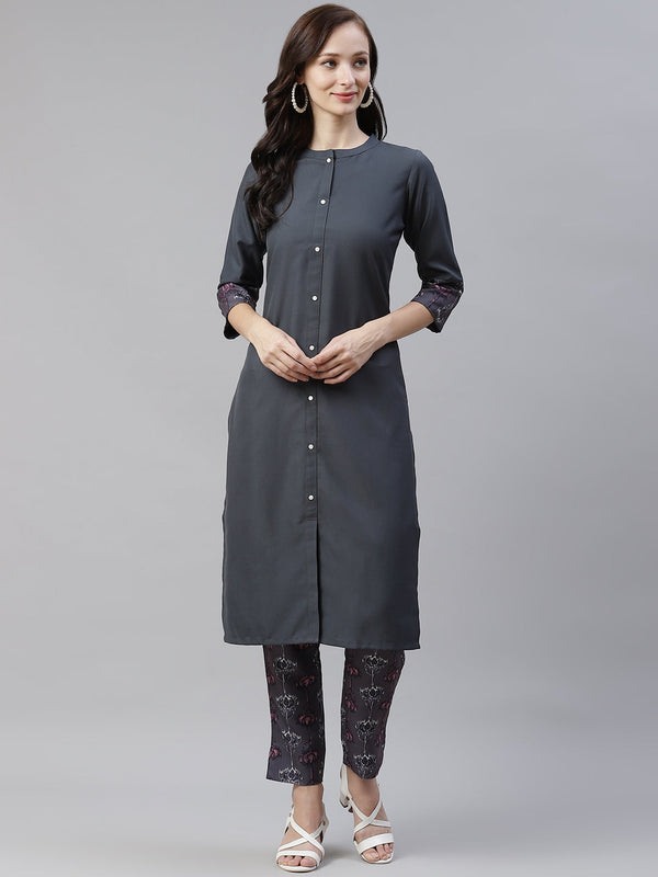 Women Grey Rayon Kurta by Ziyaa (1 Pc)