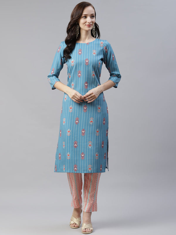 Women Blue Rayon Kurta by Ziyaa (1 Pc Set)