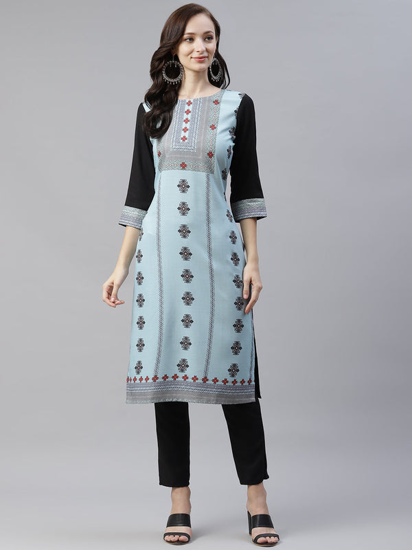 Women Rayon Blue Kurta by Ziyaa (1 Pc Set)