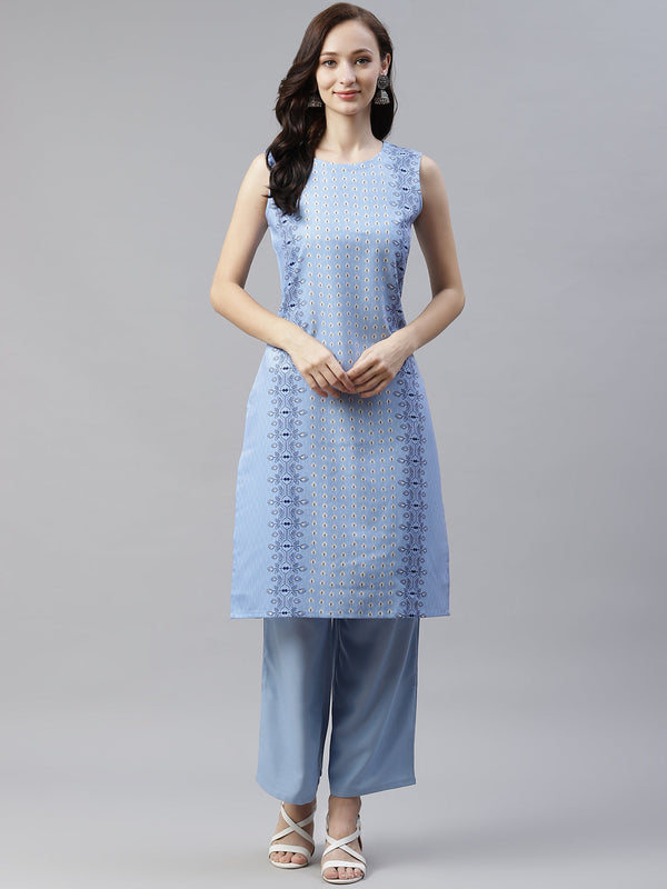 Women Sky Blue Rayon Kurta by Ziyaa (1pc)