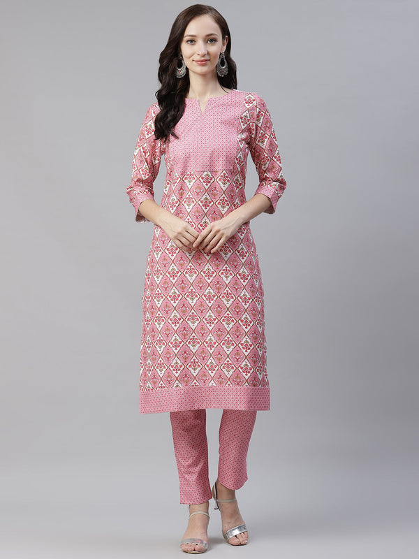 Women Pink Rayon Printed Kurta by Ziyaa (1pc)