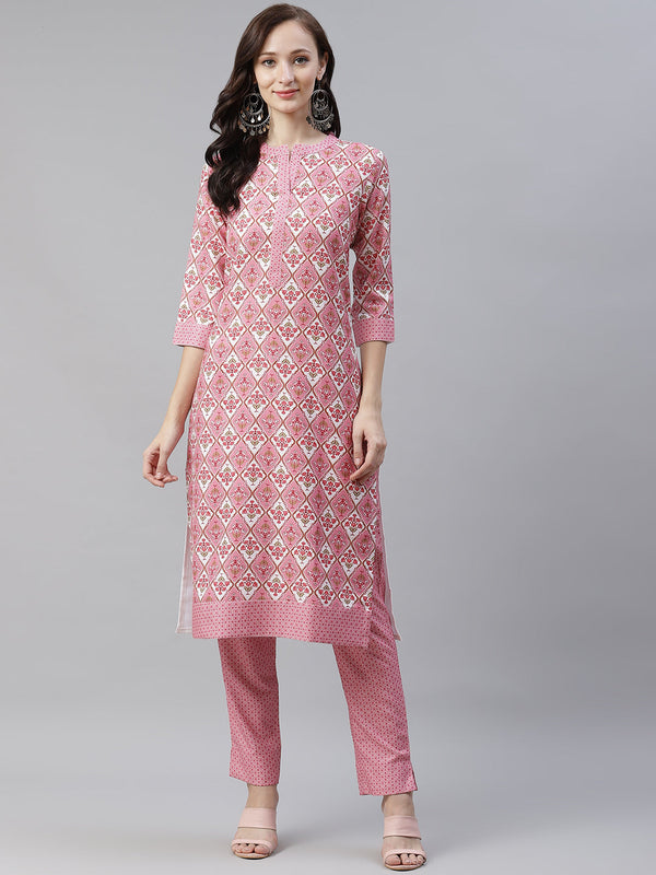 Women Pink Rayon Printed Kurta by Ziyaa (1pc)