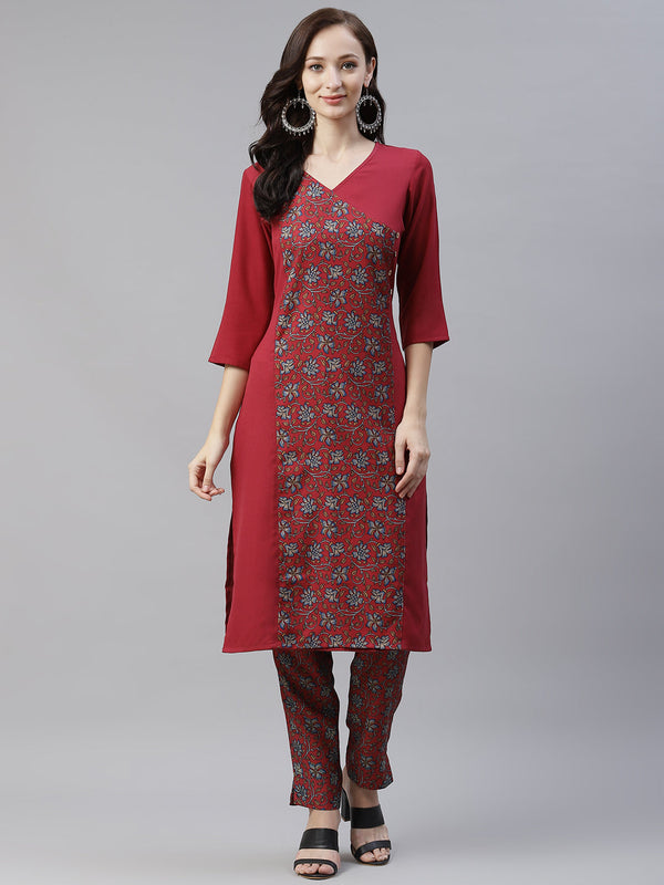 Women Maroon Rayon Kurta by Ziyaa (1 Pc Set)