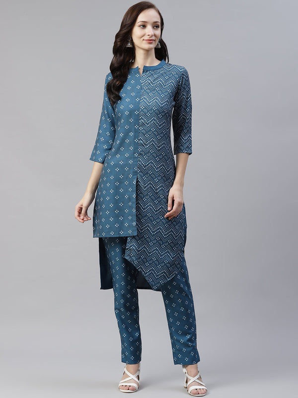 Women Blue Rayon Kurta by Ziyaa (1 Pc Set)