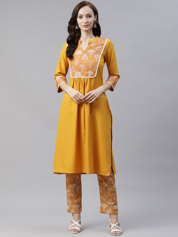 Women Mustard Rayon Kurta by Ziyaa (1 Pc Set)